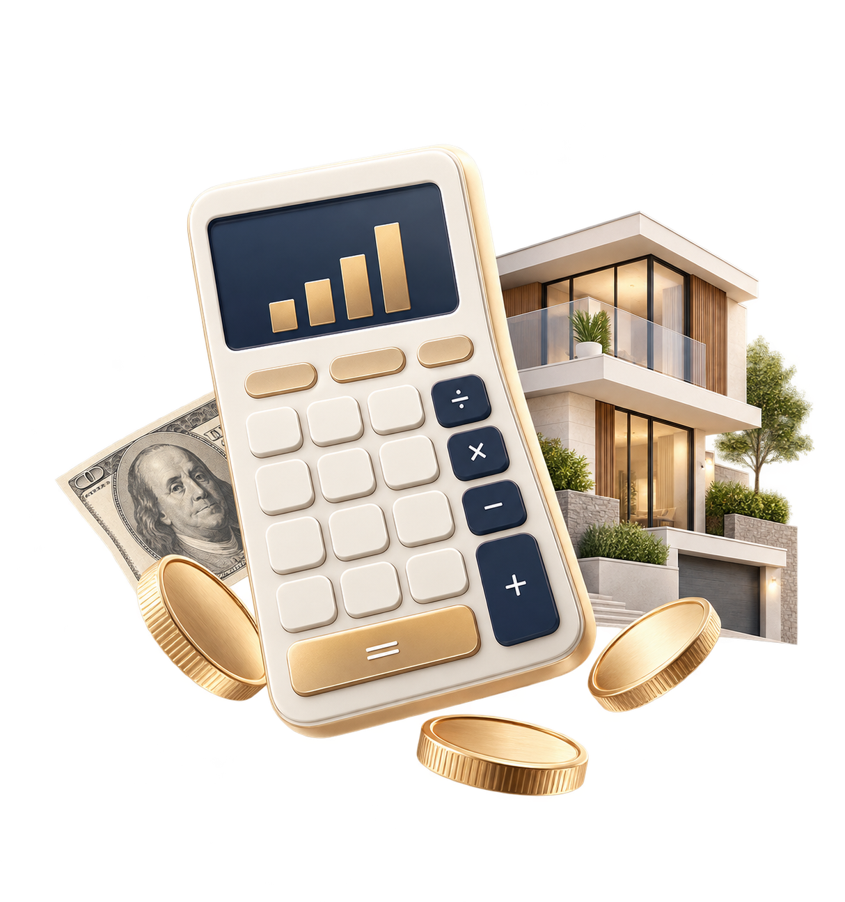 Calculadora, vivienda y elementos financieros