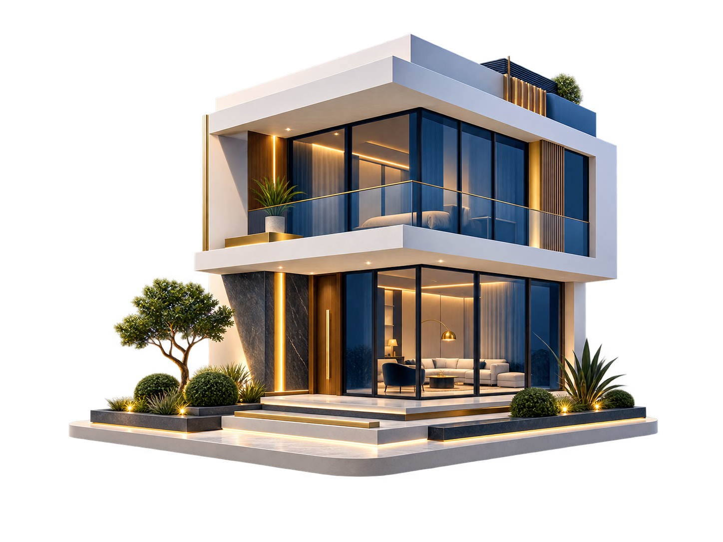 Casa contemporánea tridimensional