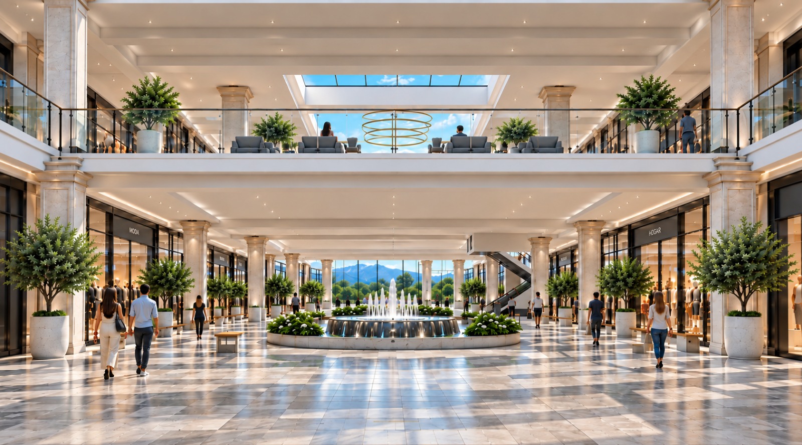 Interior comercial amplio y luminoso de Ópera Mall